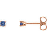 14K Rose 2.5 mm Natural Tanzanite Earrings