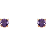 14K Rose 2.5 mm Natural Amethyst Earrings
