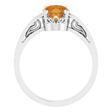 14K White Natural Citrine Ring
