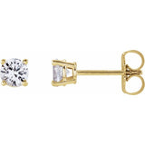 14K Yellow Gold 4 mm Natural White Sapphire Earrings