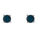 14K White Gold 4 mm Natural London Blue Topaz Earrings