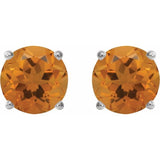 14K White Gold 5 mm Natural Citrine Earrings
