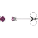 14K White Gold 2.5 mm Natural Pink Tourmaline Earrings