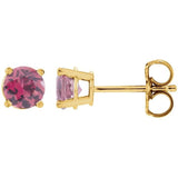 14K Yellow Gold 2.5 mm Natural Pink Tourmaline Earrings