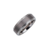 Tungsten 8 mm Stepped-Edge Inlay Comfort-Fit Band  Size 12