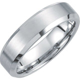 White Tungsten 6 mm Beveled-Edge Inlay Band Size 11.5