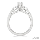 3/4 Ctw Tri-Mount Diamond Engagement Ring With 1/2 Ctw Marquise Cut Center Stone in 14K White Gold