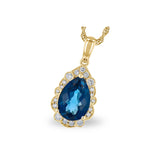 14KT Gold Blue Topaz Necklace