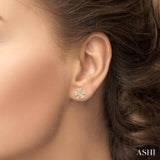 1/10 Ctw Four-Leaf Clover Round Cut Diamond Petite Fashion Earrings in 10K Yellow Gold