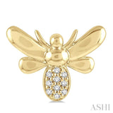 1/20 Ctw Bumble Bee Round Cut Diamond Petite Fashion Earrings in 10K Yellow Gold