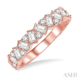 5/8 Ctw Zigzag Baguette and Round Cut Diamond Ring in 14K Rose Gold