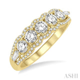 1 Ctw Baguette and Round Cut Diamond Fashion Ring in 14K Yellow Gold