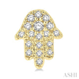 1/8 Ctw Hamsa Round cut Diamond Petite Fashion Earrings in 10K Yellow Gold