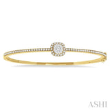 1 Ctw Cushion Shape Lovebright Round Cut Diamond Stackable Bangle in 14K Yellow and White Gold