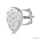 1/3 Ctw Pear Shape Lovebright Round Cut Diamond Bezel Stud Earrings in 14K White Gold