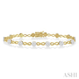 1 1/2 ctw Circular Mount & Infinity Link Lovebright Round Cut Diamond Bracelet in 14K Yellow and White Gold