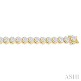 3 Ctw Lovebright Round Cut Diamond Bracelet in 14K Yellow and White Gold