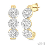 3/8 Ctw Lovebright Round Cut Diamond Half Hoop Earrings in 14K Yellow and White Gold