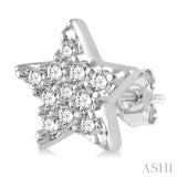 1/10 Ctw Star Round Cut Diamond Petite Fashion Earrings in 14K White Gold