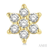 1/6 Ctw Floral Round Cut Diamond Petite Fashion Earrings in 14K Yellow Gold