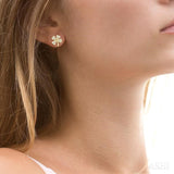 1/10 Ctw Four-Leaf Clover Round Cut Diamond Petite Fashion Earrings in 14K Yellow Gold