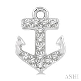1/10 Ctw Anchor Round Cut Diamond Petite Fashion Earrings in 14K White Gold