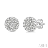 1/8 Ctw Disc Shape Round Cut Diamond Petite Fashion Earrings in 14K White Gold