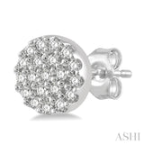 1/8 Ctw Disc Shape Round Cut Diamond Petite Fashion Earrings in 14K White Gold
