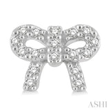 1/8 Ctw Bow Tie Round Cut Diamond Petite Fashion Earrings in 14K White Gold