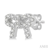 1/8 Ctw Bow Tie Round Cut Diamond Petite Fashion Earrings in 14K White Gold
