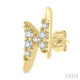 1/10 Ctw Lightning Bolt Round Cut Diamond Petite Earrings in 14K Yellow Gold