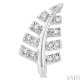 1/10 Ctw Fern Leaf Petite Round Cut Diamond Fashion Stud Earrings in 10K White Gold