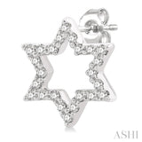 1/6 Ctw Petite Star of David Round Cut Diamond Fashion Stud Earrings in 10K White Gold
