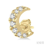 1/10 Ctw Crescent Moon Round Cut Diamond Petite Fashion Earrings in 10K Yellow Gold