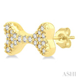 1/6 Ctw Dog Bone Petite Round Cut Diamond Fashion Stud Earrings in 10K Yellow Gold