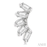 1/6 Ctw Curved Petite Baguette Cut Diamond Fashion Stud Earrings in 10K White Gold