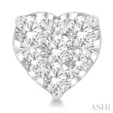 1 Ctw Heart Shape Lovebright Round Cut Diamond Stud Earrings in 14K White Gold