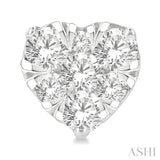 3/4 Ctw Heart Shape Lovebright Round Cut Diamond Stud Earrings in 14K White Gold