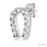 1/10 Ctw Horseshoe Charm Round Cut Diamond Petite Earrings in 10K White Gold