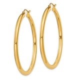 14K Polished 3mm Tube Hoop Earrings