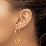 14k Polished 2x40mm Tube Hoop Earrings