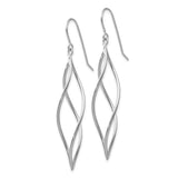 14k White Gold Polished Long Twisted Dangle Earrings