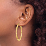 14K Polished 3mm Tube Hoop Earrings