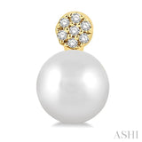 5.5 MM Round Shape Cultured Pearls and 1/20 Ctw Round Cut Diamond Petite Fashion Earrings in 10K Yellow Gold