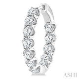 4 Ctw Inside-Out Round Cut Diamond Hoop Earrings in 14K White Gold