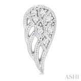 1/20 Ctw Petite Angel Wings Round Cut Diamond Fashion Stud Earrings in 10K White Gold