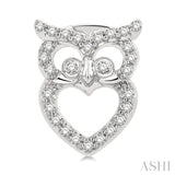 1/6 Ctw Petite Owl Round Cut Diamond Fashion Stud Earrings in 10K White Gold