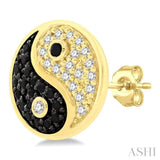 1/4 Ctw Petite Tao Yin Yang Black and White Round Cut Diamond Fashion Stud Earrings in 10K Yellow Gold