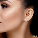 1/5 Ctw Petite Disco Ball Round Cut Diamond Fashion Stud Earring in 10K White Gold