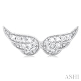 1/10 Ctw Petite Angel Wings Round Cut Diamond Fashion Stud Earrings in 10K White Gold